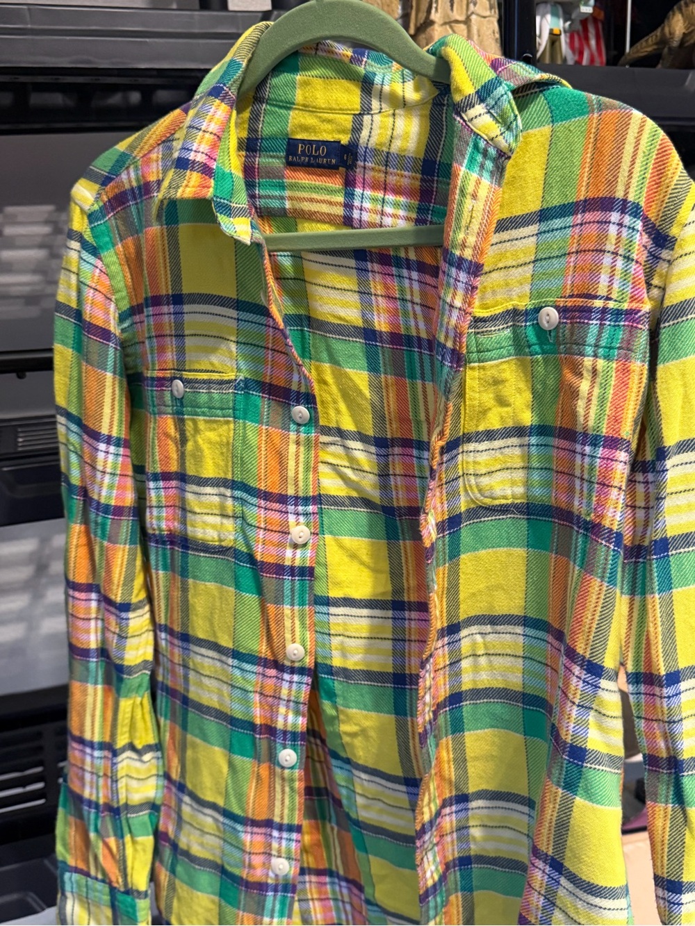 Polo by Ralph Lauren Yellow Green Plaid Button-Down Shirt